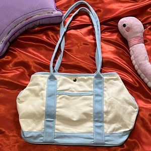 White and Blue Canvas Bag